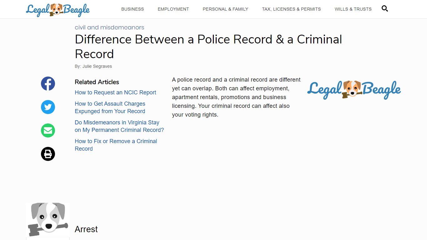 Difference Between a Police Record & a Criminal Record